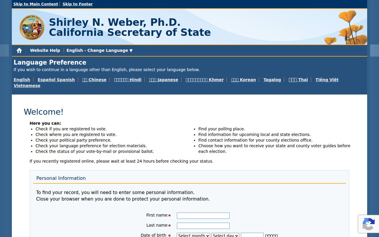 Indio residents directory California voter status lookup