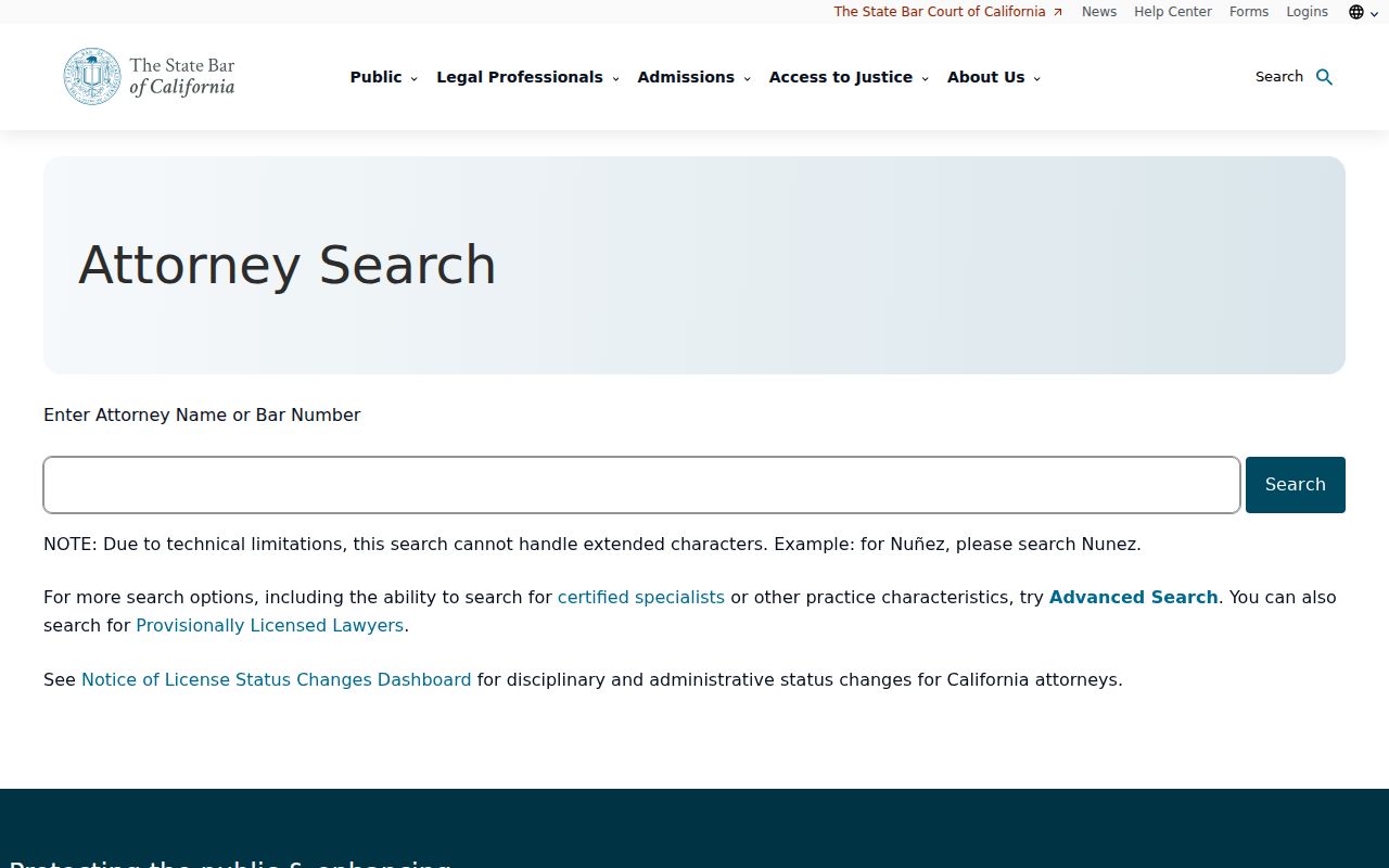 Indio resident lookup in the California Bar license search