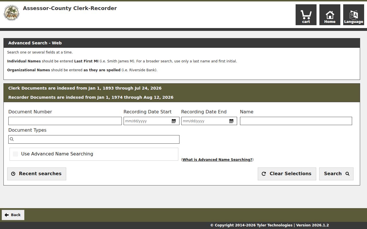 Indio street directory advanced recorder document search
